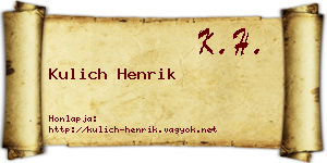 Kulich Henrik névjegykártya